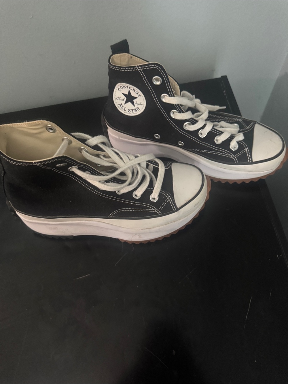Converse Black High-Top Platform Sneakers with White Laces